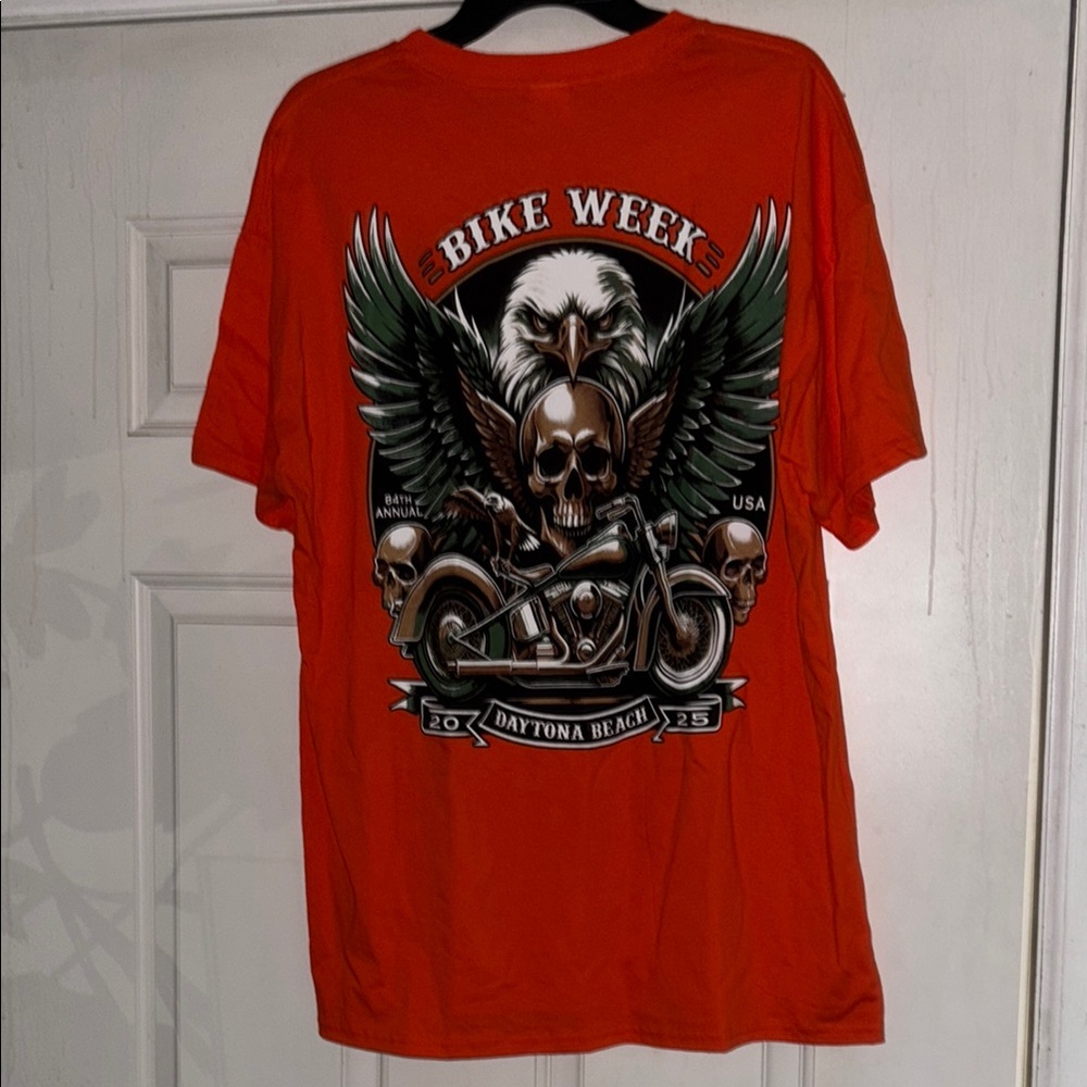 Hanes 2025 Biker Week Orange Graphic T-Shirt Sz XL nwt unisex